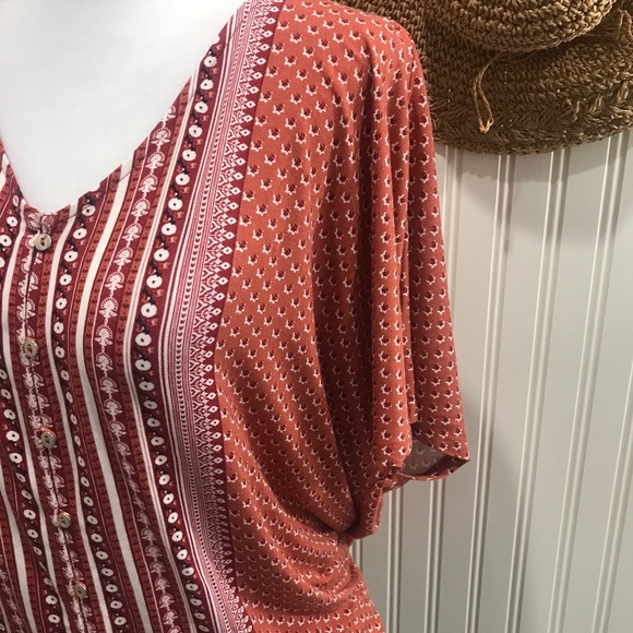 Sz M Button Up Short Sleeve Tie Knot - Picture 9 of 11